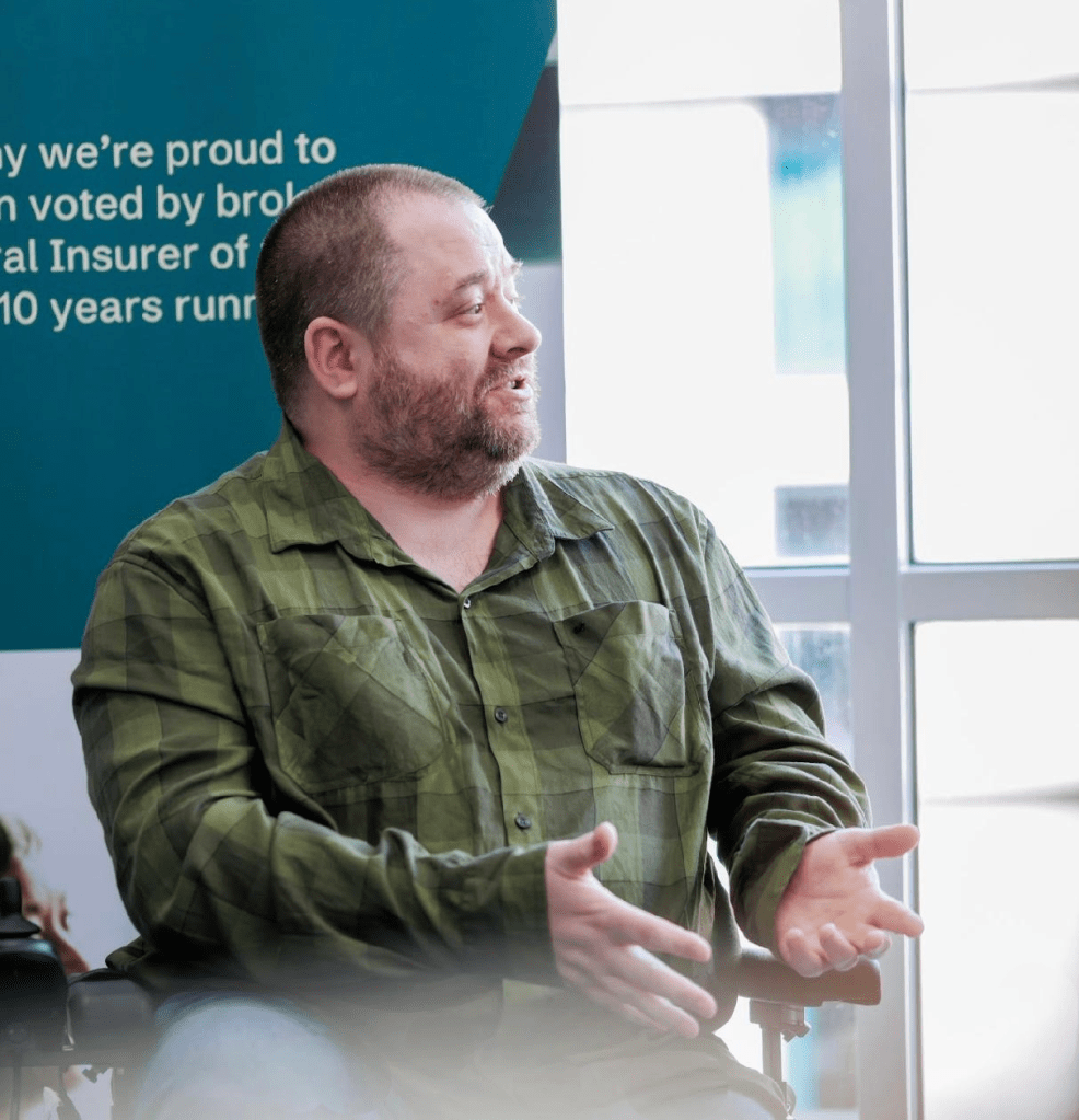 Scott Whitney talking at an Inclusion Panel hosted by Aviva in Manchester