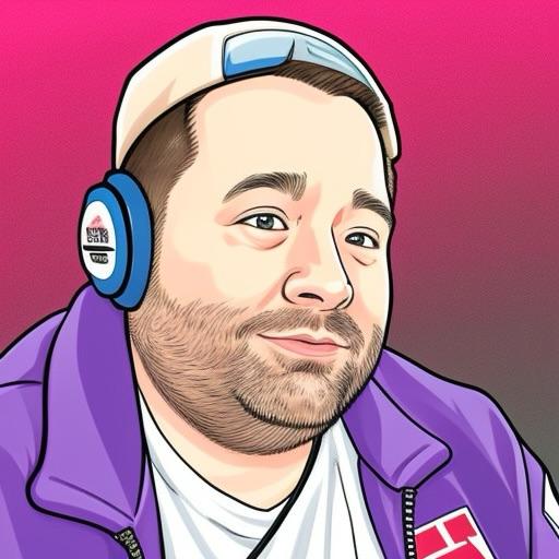 Cartoon Image of Scott Whitney wearing headphones and a baseball cap